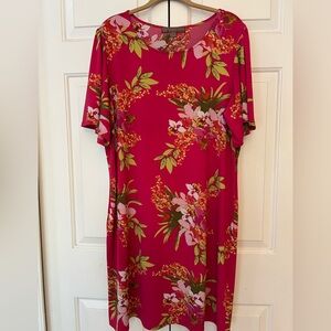 Alexandra + Oak Pink and Green Floral Dress EUC Size XXL (2X)